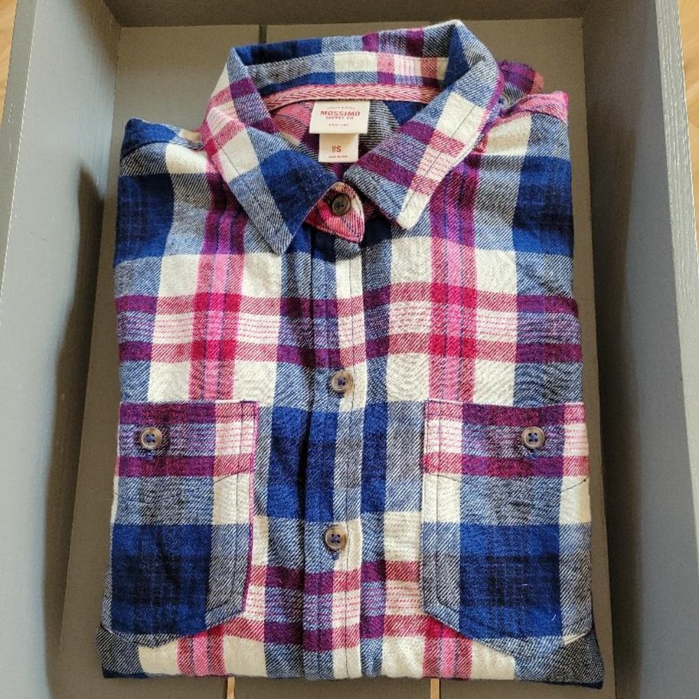 Mossimo Plaid Flannel Shirt Pink & Blue Women's S